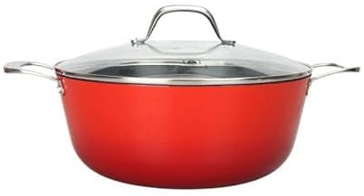 LAGUIOLE, Faitout en Fonte Légère 4,0L, Rétention de Chaleur Optimale, Antiadhésif, Entretien Facile, Tous Feux, Induction, 100% Fonte, Design Élégant - 24x10,5cm, 4 L, Rouge