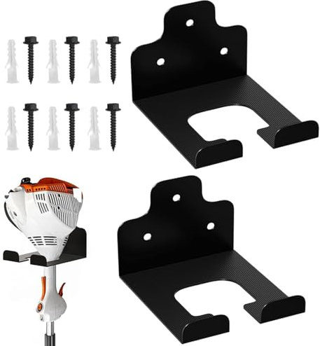 Soporte para cortacésped para organizador de garajes, colgador de malezas de garaje, colgador de corte de acero inoxidable, resistente al agua, organizador de garaje multiusos para desbrozadora de