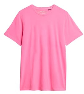 Superdry Herren Klassisches Essential T-Shirt Verwaschenes Trockenes Neonpink M