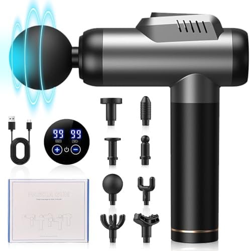 D L D Deep Tissue Massage Gun, Silent 99 Speed Professional Muscle Massage Gun, 8 Massageköpfe mit Typ-C-Ladegerät für Haus, Büro, Sport, Ganzkörper-Muskel-Massage und Entspannung.