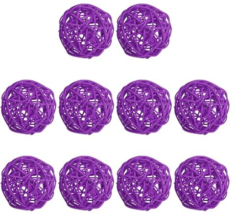 PATIKIL 3 Zoll Dekokugel Rattan, 10 Stück Dekorative Weidenrattanbälle für Mittelstücke Schüsseln Hochzeit Party Wohnkultur DIY Handwerk, Lila