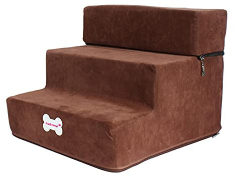 Scaletta Per Cani Portatile A 3 Gradini, Scale A Gradini Per Animali Domestici, Scale Per Cani Per Letto, Rampa Per Gatti E Cani Anziani, Scaletta Con Imbottitura Ad Alta Densità, 30x35x30cm