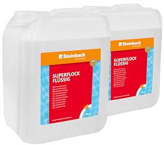 STEINBACH Poolpflege Superflock flüssig - 0754305TV02-2X 5 l - Gegen Trübungen im Pool - Für Sandfilteranlagen - Verbessert Filterleistung - Nicht für Kartuschenfilter geeignet