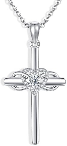 JERWLI Schmuckkette mit Kreuz/Hibiskus/Rosen/Claddagh/Senfkorn/Distel/Phantom-der-Oper-Motiven für Damen 925er Sterlingsilber Blumenschmuck Geschenkidee für Frauen