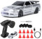 JONRRYIN Drift Auto Ferngesteuert, 1:43 Mini Drift Car, 4WD Tabletop Drift RC Car, Ferngesteuertes Auto ab mit LED Leuchten, 15 km/h, Spielzeugauto für Kinder ab 14 Jahre (Grau - Standard)