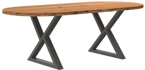 vidaXL Esstisch Hellbraun 220x100x74 cm Massivholz Eiche Oval, Küchentisch, Restauranttisch, Tisch Restaurant, Esszimmertisch, Bistrotisch