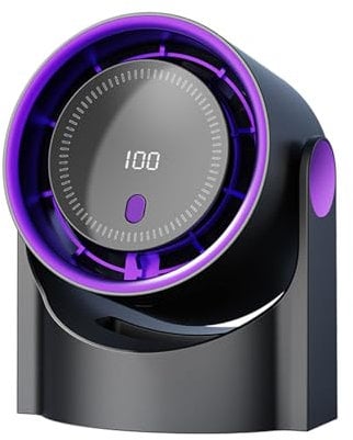 Air Circulator Bladeless Fan for Bedroom, Digital Display Rechargeable Desk Fans with 5 Speeds Strong Airflow&Timer, Portable Quiet Cooling Fan, Quiet Table Fans, Cooling Fans for Office Dorm (Black)