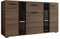 Mirjan24 Kommode Salsa Anrichte Highboard Sideboard Schrank Naturtöne Mehrzweckschrank Wohnzimmerschrank, Anrichte (mit Blauer LED Beleuchtung, Nuss Okapi)