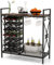 TANGZON 21 Bottle Wine Rack, Industrial Wine Bar Cabinet with Glass Holders, Top & Bottom Storage Shelf, Freestanding Home Bar Drinks Liquor Cocktail Alcohol Bottle Table Organizer