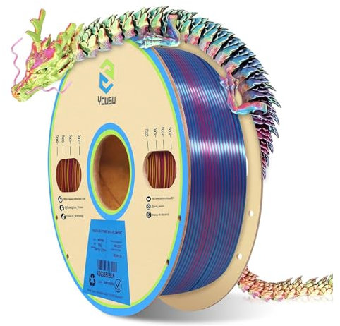 YOUSU Silk PLA 3D Printer Filament Triple Color Coextrusion Accuracy 0.03mm Printing Material Spool Good Adhesion Most3D Printers 1kg (1)