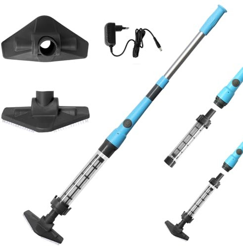 LEADZM Akku Poolsauger Kabellos, Handsauger für Pool, Whirlpool & Spa, 220x17,2x9,6cm (Blau)