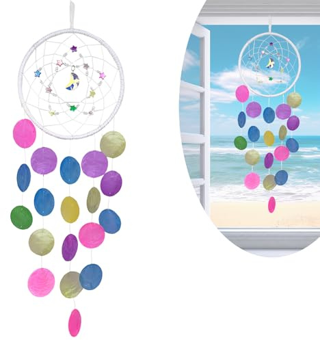 WENAUANG Windspiel Muscheln, Boho Deko Outdoor Muschel TraumfäNger Girlanden, Windspiele Muscheln für DraußEn, Windspiel Garten HäNgend Deko für Fenster, Wand, Zimmer, Rasen und Terrasse (B)