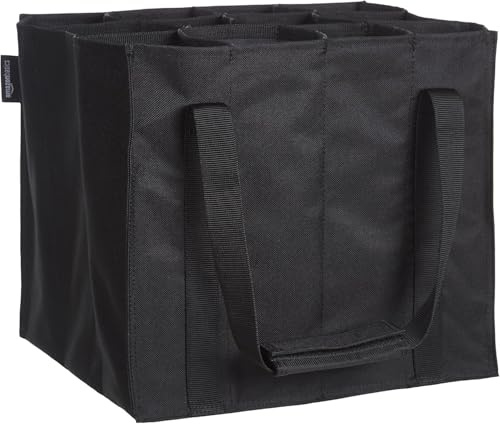 MSIHEY Flaschentasche 9 Flaschen, Mit Rotwein Stecker Flaschenträger mit Weinbehälter Gießen Wiederverwendbar für Bier, Rotwein und Getränke (Schwarz)