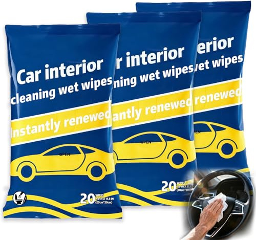 Dashboard Wipes, Car Interior Protectant, Car Protectant Wipes, Car Interior Cleaning Wet Wipes, 60 Count