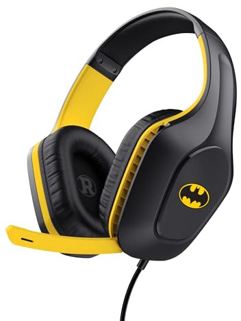 GXTrust Zirox Cuffie Gaming Leggere con Licenza Batman Jack 3.5 mm, Nero | Driver da 50 mm, Cavo 1,2 m, Archetto Regolabile, Cuffie con Microfono Over-Ear, PC Nintendo Switch PS4 PS5 Xbox