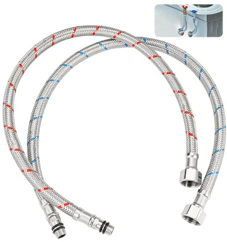 2 Pieces Flexible Tap Connector Tap Tails,500mm Stainless Steel Hose Pipe,M10X G3/8 BSP Flexi Pipe, Braided Monobloc Tap Mixer Connectors for Kitchen Sink,Bathroom Hot and Cold Water Systems