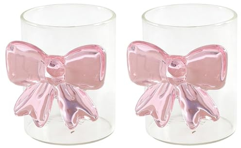 Hapivida 2 Pezzi Bicchieri da Succo, 300 ml Bicchiere da Martini Margarita Bicchieri Cocktail Vetro Coppa Bicchieri di Champagne In Cristallo con Fiocco Rosa per Forniture Feste, #2