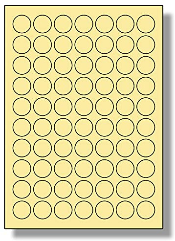Label Planet® 70 Per Sheet, 5 Sheets (350 Round Cream Labels). Round Coloured Paper Labels, 25mm Diameter, LP70/25R C.