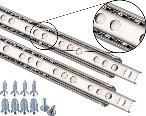 2 Schubladenschienen EDELSTAHL Teilauszug Rollenauszug Teleskopschiene Kugelführung Schubladenauszug H: 17 / L: 246 mm