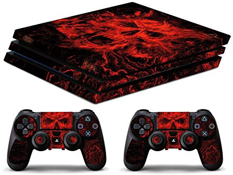 Skin Kompatibel für Ps4 PRO - SCHÄDEL - Limited Edition Decal Cover Schutzhüllen Faceplates Bundle - Vinyl POLIERTEN