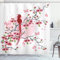 ABAKUHAUS Japonais Rideau de Douche, Mythical Phoenix Oiseau, Tissu Ensemble de Décor de Salle de Bain avec Crochets, 175 cm x 200 cm, Rose