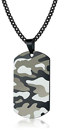VNOX personalisierte Edelstahl Camo Camouflage Hundemarke Anhänger Militär Armee Halskette, kostenlose Rückseite vertikale Gravur