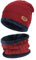 Bequemer Laden Kinder Winter Warm Mütze und Loop Schal Set mit Fleece Gefütterte für 3-8 Jahre Jungen Mädchen, Wintermütze Strickmütze Beanie Schlauchschal Halswärmer Geschenk Weihnachten, Rot