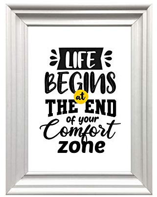 Din A4 Kunstdruck ungerahmt Spruch - Life begins at the end of your comfort zone - Motivation Erfolg Zitat Druck Poster Bild