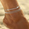 Zoestar Fußkettchen mit Kristallen, Boho-Stil, silberfarben, Strass, Fußschmuck für Damen und Mädchen