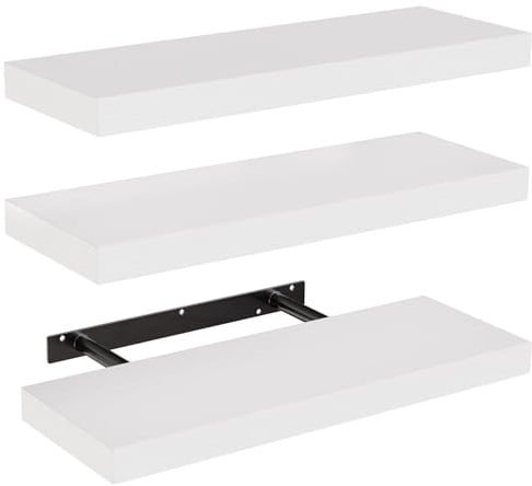 Amada 3er-Wandregal 40 cm für Badezimmer/Wohnzimmer/Schlafzimmer, Weiß