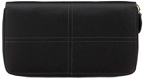 Filofax Geldbörse Portemonnaie Leder Classic Stitch Soft groß mit Zip schwarz