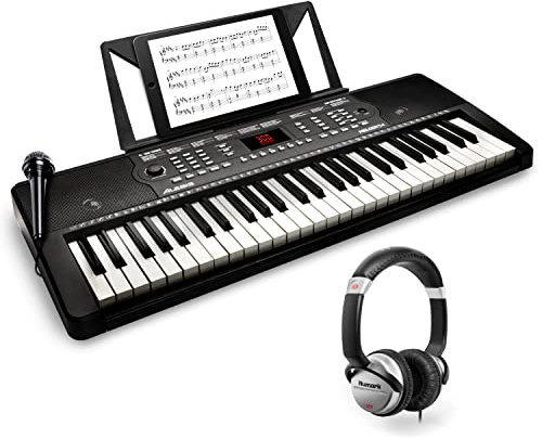 Alesis Melody 54-54-Key Portable Keyboard with Built-In Speakers, 300 Built-In Sounds & Numark HF125 - Ultra-Portable Professional DJ Headphones with 6 ft Cable, 40 mm Drivers