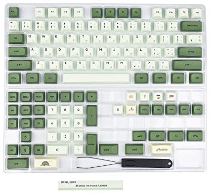 YMDK Matcha Dye Sub ZDA PBT Keycap Similar to XDA Japanese Korean Russian for MX Keyboard 104 87 61 Melody 96 KBD75 ID80 GK64 68 (Matcha Japanese Base kit)