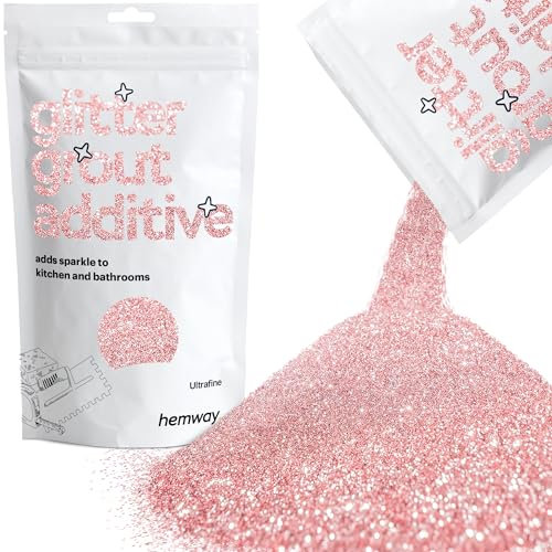 Hemway Glitter Grout Additive - Light Rose Gold | Ultrafine Flakes for Adding Sparkle to Old & New Kitchen & Bathroom Tiles | Enhance Your Indoor Grouting Projects with a Sparkly Effect | 100 g