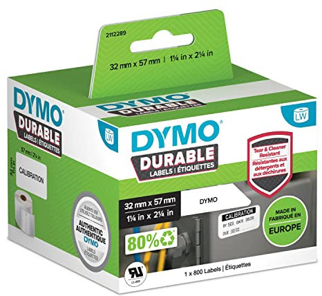 DYMO 2112289 Etiketten Rolle 57 x 32mm Polypropylen-Folie Weiß 800 St. Permanent Universal-Etikette
