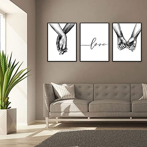 3-teiliges Premium Poster-Set, Hand in Hand,Wandposter Posterset,Ohne Rahmen,Wand Deko Bild,Wohnzimmer Schlafzimmer Modern Fine Art