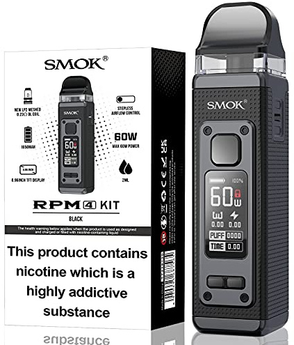 SMOK RPM 40 Vaping Kit - 1500mAh Battery - 40W Output - Adjustable Airflow | 2mL Refillable Pod; Compact System; Starter Kit; (Black 7 Color), No Nicotine