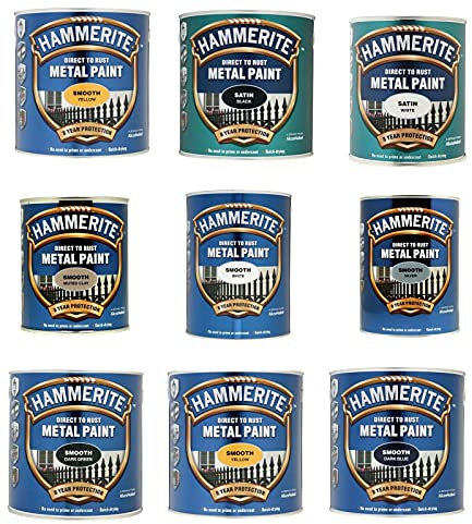 Direct to Rust Metal Paint Smooth – Black – Blue – Green – Silver – White - Yellow (750ml, Satin White)