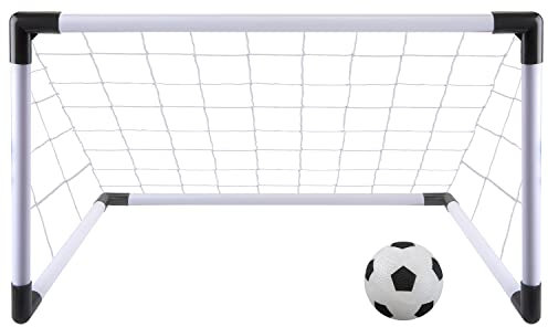 VFM - Junior Football Mini Goal Set with Ball & Pump, 74 x 45 x 38cm Ages 2-6 Fun Sports Net Target Soccer Set Outdoor Toy for Children
