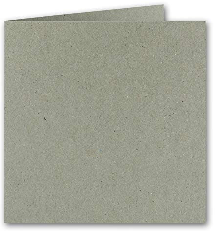 Quadratische Falt-Karten 15 x 15 cm - Vintage Kraftpapier Recycling - Grau - 50 Stück - formstabil - für Drucker geeignet - für Grußkarten, Einladungen & mehr