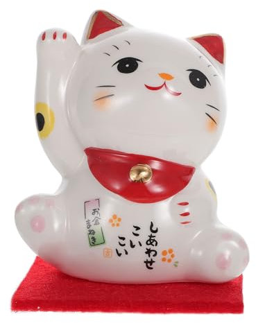 PRETYZOOM Gato de la Suerte japones de cerámica Maneki Neko Lucky Gato Estatua para Gato Buena Suerte, Riqueza en Animales, decoración Feng Shui, para Tienda, Coche, Estilo Aleatorio