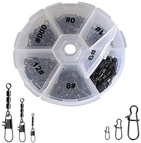 Njord Kalastus Dreifachwirbel und Snap Set 150 TLG | Perfekt zum Forellenangeln | Angelzubehör Wirbel Angeln Set | Angelwirbel mit Karabiner Angeln Wirbel Set | Dreifachwirbel Angeln Forelle Zubehör