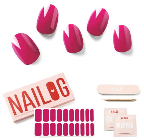 Nailog UV Gel Nagelfolie - Nagelfolie uv härtend 20 Stück - Vegan langanhaltend - Nagelsticker selbstklebend Gel Strips für Maniküre in Salonqualität, Flair