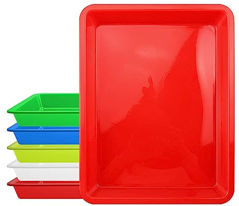 Jagowa 5PCS Plastic Trays Kids Activity Crafts Organizer Tray Serving Tray for School Home Office 5 Colours