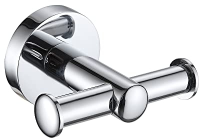 Showerdrape Wall Mounted Bathroom Accessories Stainless Steel Polished Chrome Modernity (Double Robe Hook)