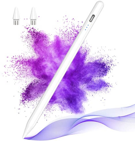Penna stilo per Schermi Tattili Android, Matita Stilo per Tablet, Stilo Compatibile Samsung/HuaWei/Tablet/Phone,Penna Capacitiva con 2 Punte di Ricambio (Bianco)
