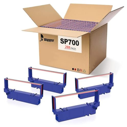 Bigger Kompatibles Farbband Ersatz für SP700 Farbband B/R Ersatz für Star SP-700BR, RC-700BR, SP-712, SP-742 Farbband (Schwarz und Rot, 288er-Pack)