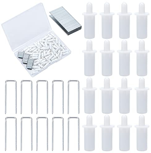 GORGECRAFT 1 Box 120Pcs Shutter Repair Tool Set Including 60Pcs White Spring Loaded Shutter Pins and 60Pcs Tilt Rod Louvers Staples Home Windows Blind Repair Replacement Tools Supplies