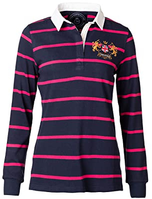 Rydale Ladies Rugby Shirt Women’s Long Sleeve Polo Shirt 100% Cotton Country Embroidered