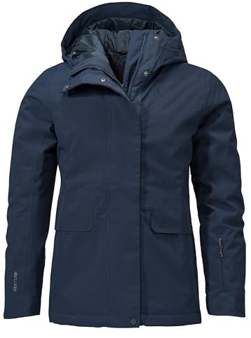 Schöffel Damen Ins. Jacket Antwerpen L, wasserdichte und atmungsaktive Winterjacke, urbane Outdoorjacke mit 2-Wege-Reißverschluss und verstellbarer Kapuze, navy blazer, 40